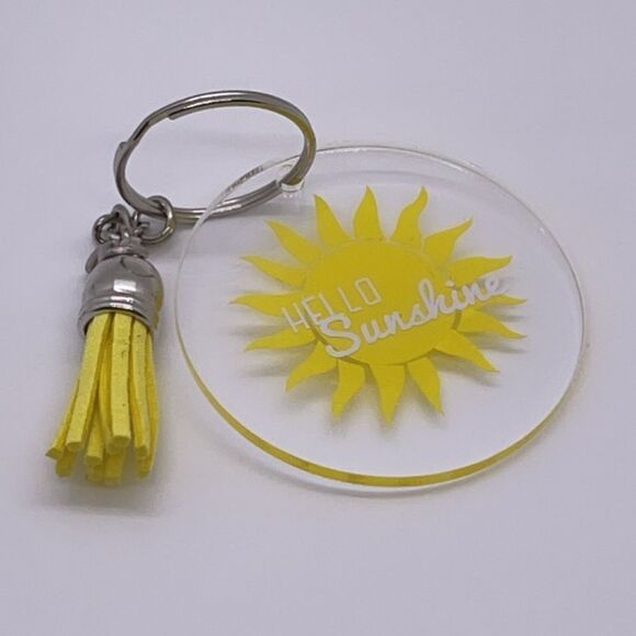 NWT WOOL + PEPPER CO. Hello Sunshine Tassel Keychain - Picture 2 of 3